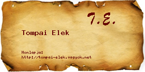 Tompai Elek névjegykártya